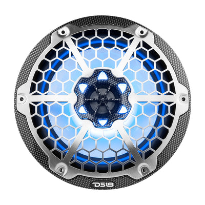 DS18 HYDRO 8" 2-Way Marine Speakers w/RGB LED Lights - 125W RMS, 4-Ohm - Black Carbon Fiber [CF-8M]