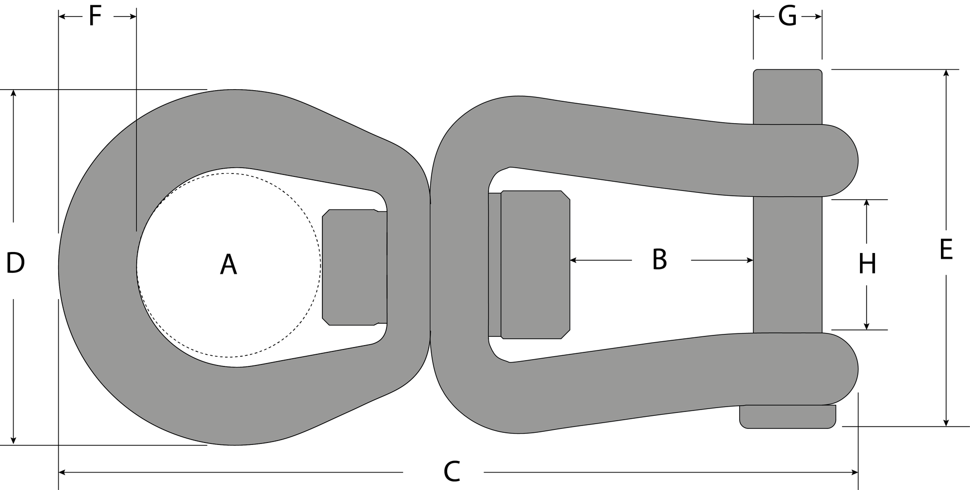 Tylaska 3 7/16" T8 Large/Clevis Bail Swivel